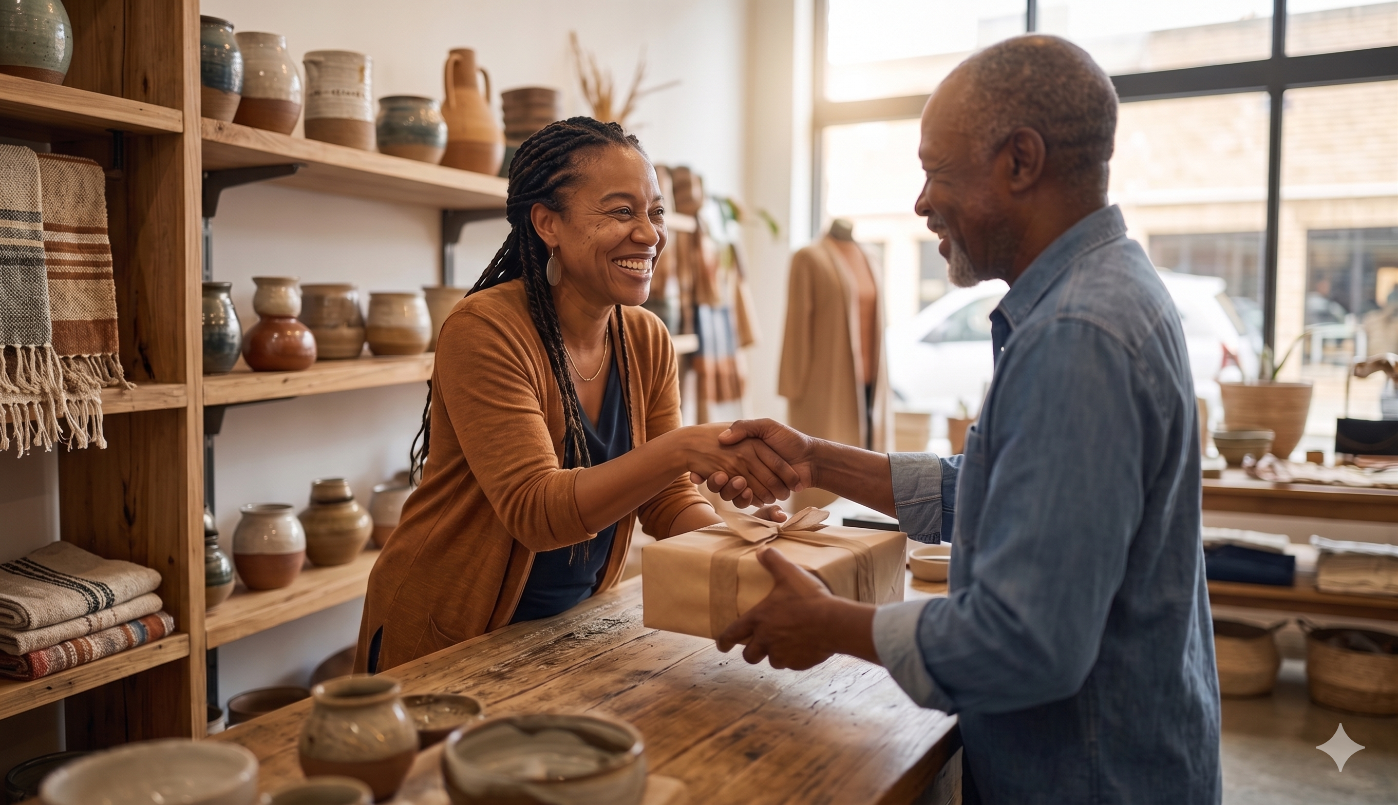 Customer supporting a Black-owned business through the BLK OWND marketplace