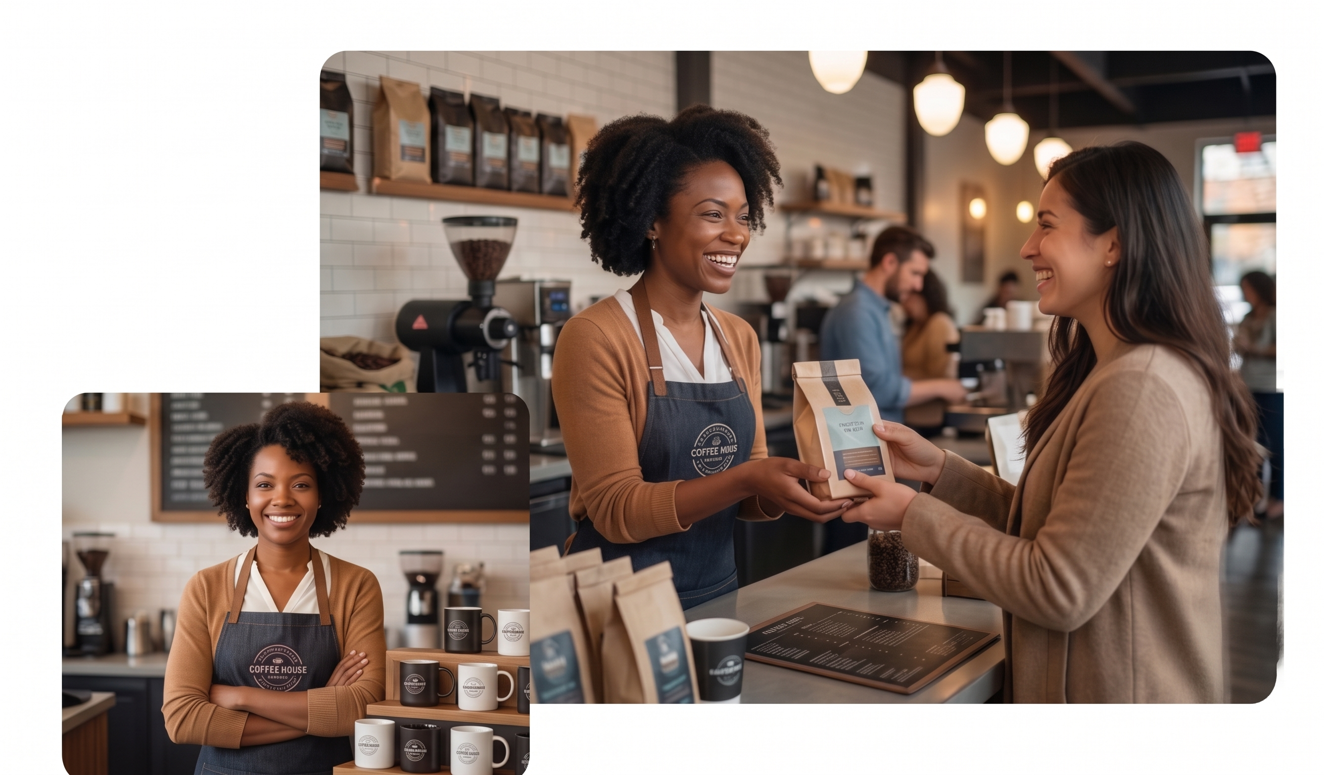 Black woman business owner at her coffee shop